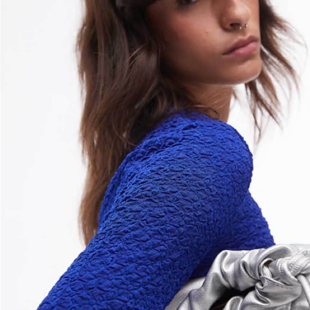& Other Stories Cobalt Blue Textured Top